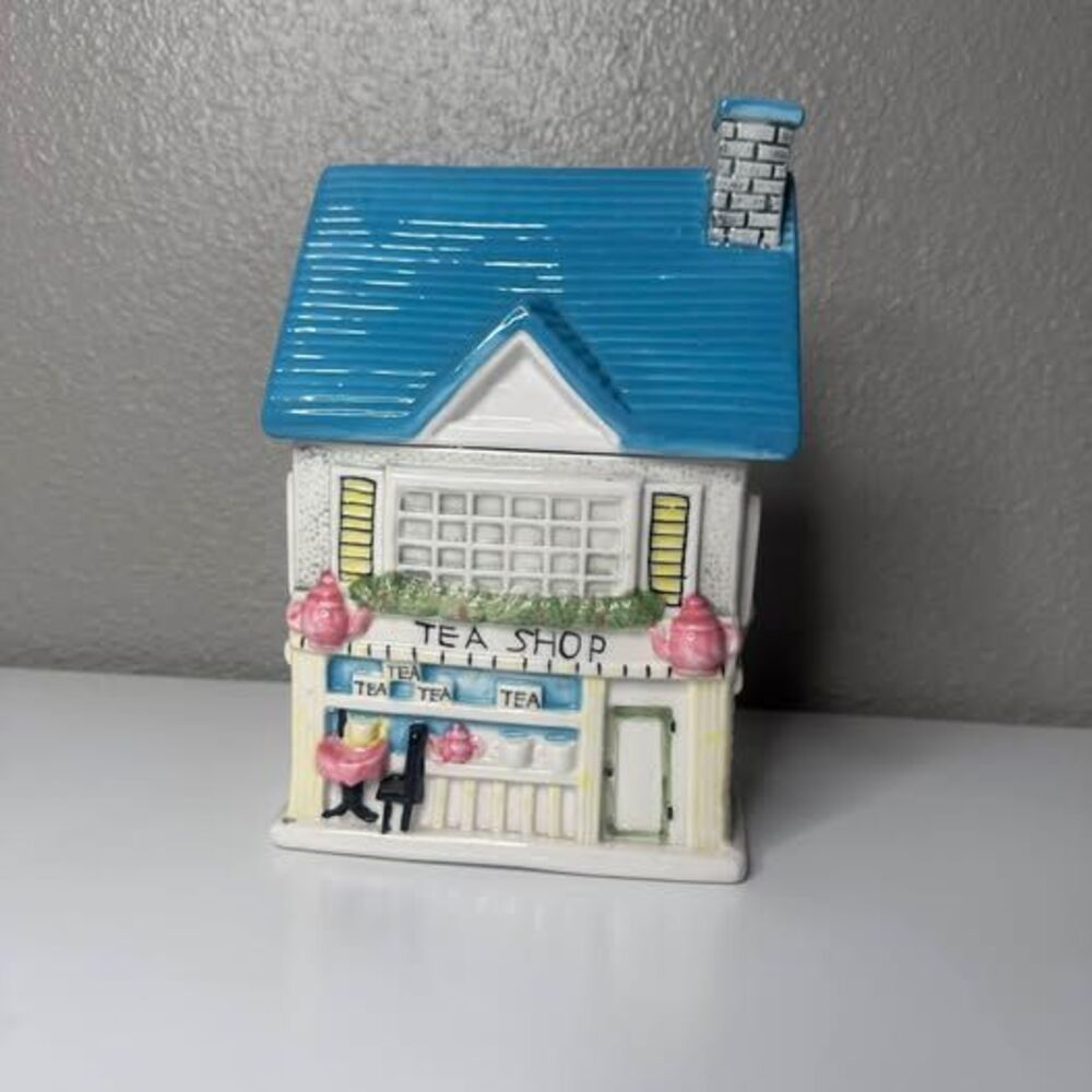 Vintage Ceramic Tea Shop House Canister